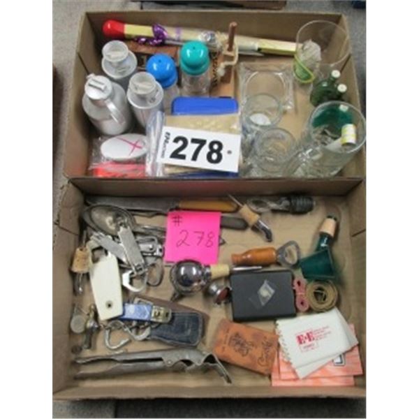 COLLECTOR'S LIQUOR DISPENSERS, BOTTLE OPENERS, CORKSCREWS, TOOTHPICK HOLDERS, SALT & PEPPER SHAKERS 