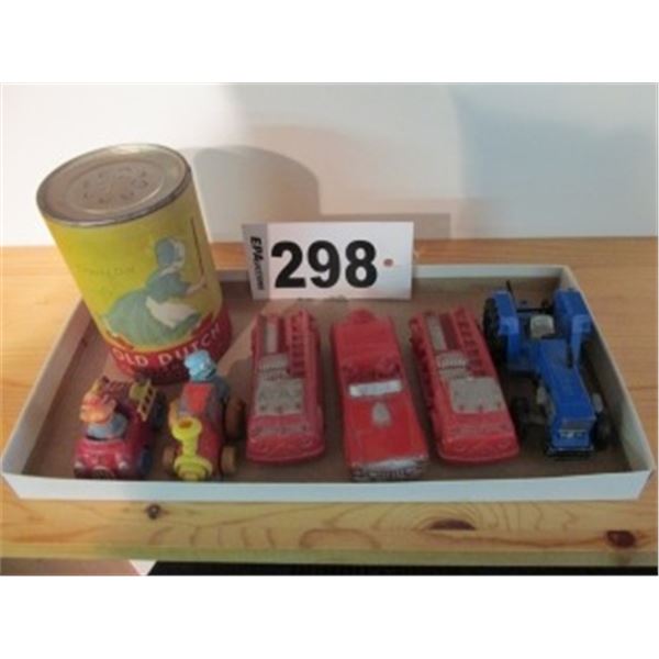 COLLECTOR MINIATURE CAST IRON & RUBBER VINTAGE TOYS, OLD DUTCH CLEANSER IN ORIGINAL CAN UNOPENED