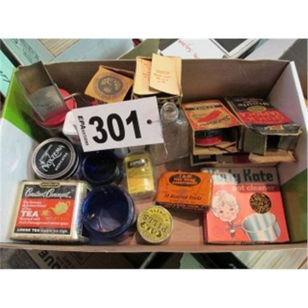 COLLECTOR NUT CHOPPER, MEDICINE CANS & BOTTLES, PILL BOTTLES, DODDS KIDNEY PILLS (STILL IN CAN)