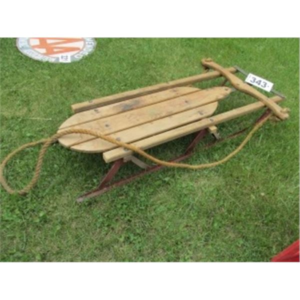 VINTAGE CHILD’S WOODEN WITH METAL RUNNERS SLEIGH