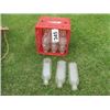 Image 1 : RED BEATRICE CRATE C/W 9 GLASS MILK BOTTLES