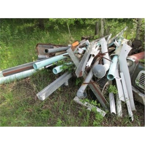 TUBING OF VARIOUS SIZES, EAVESTROUGHING, RUBBER TIRED WAGON MADE OF TRUCK FRAME