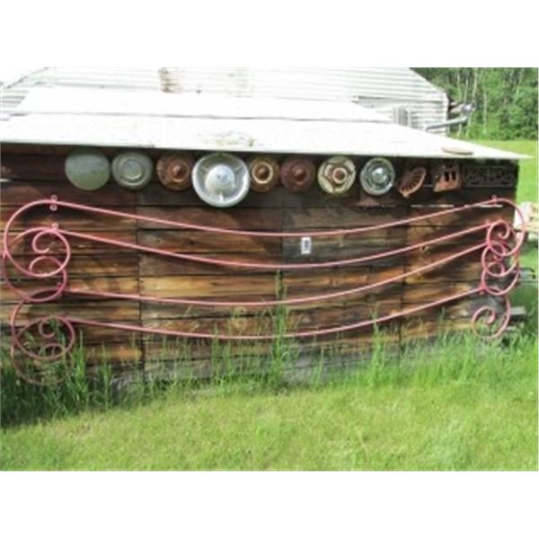 DECOR PIPING, HUBCAPS, STOVE DOORS (ON SOUTH WALL OF LEAN TO)