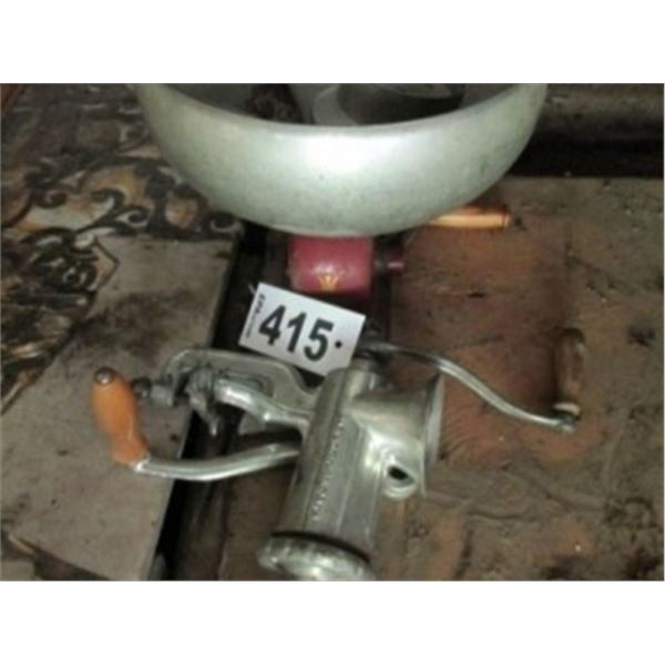 PART OF A BENCH CREAM SEPARATOR, MEAT GRINDER W/SAUSAGE STUFFER