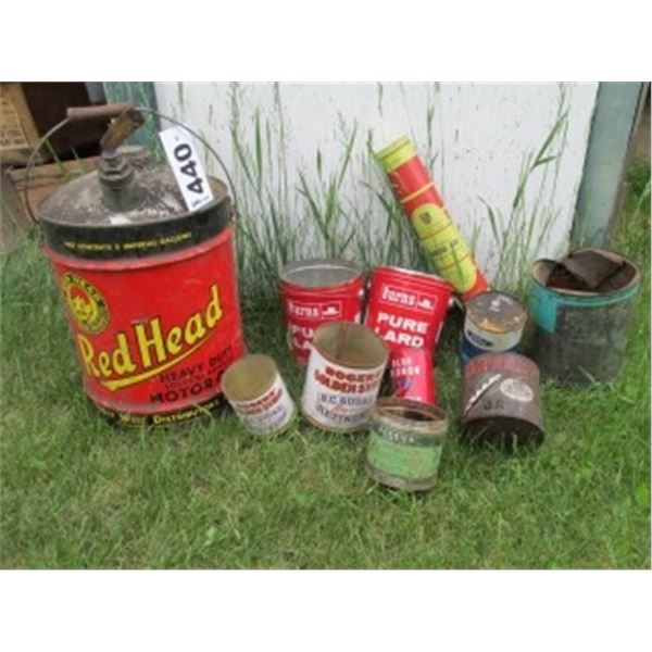 COLLECTIBLE REDHEAD MOTOR OIL CAN, ANTIQUE MISCELLANEOUS CANS