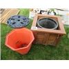 Image 1 : WOODEN PLANTER, CONTAINERS & PLASTIC CABLE ROLL