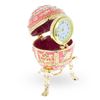 Image 2 : Russian Pink Enamel Gilt Clock, Trinket Box Egg
