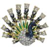 Image 1 : Enamel & Crystal Peacock Brooch Pin
