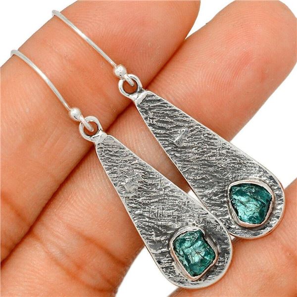 Neon Blue Apatite Sterling Silver Earrings