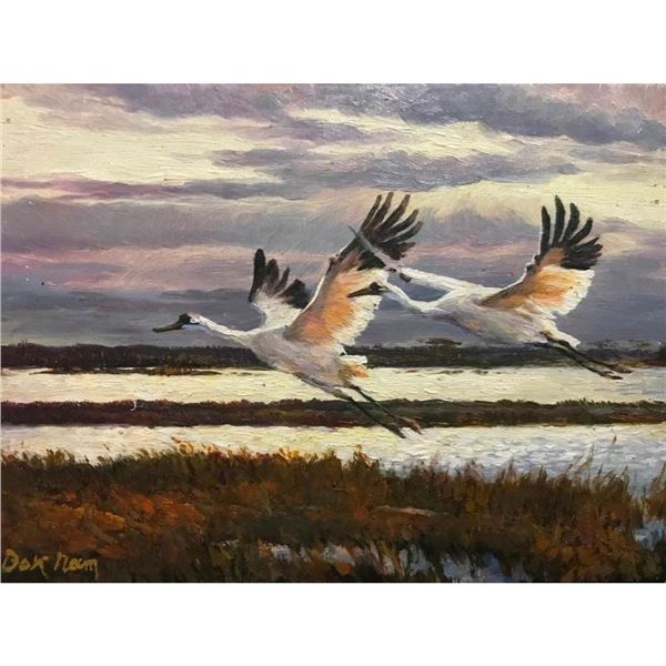 Marsh Birds In Flight Oil Painting