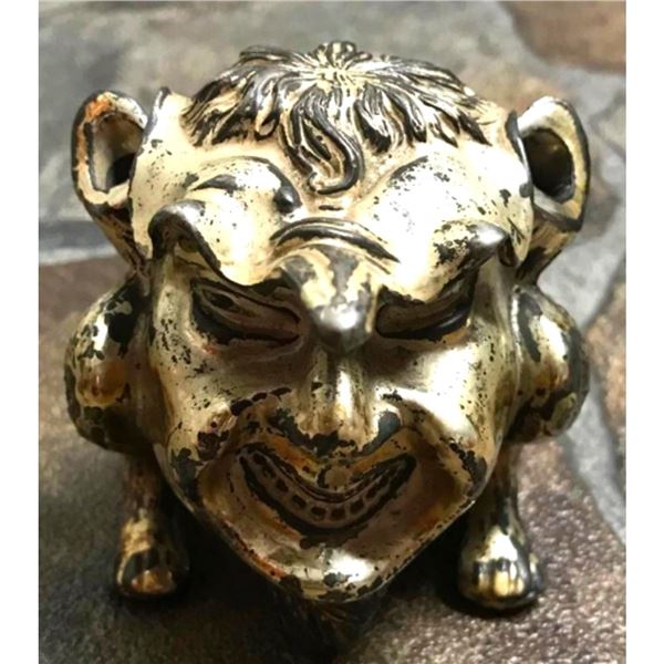 Antique Grotesque Devil Goblin Inkwell, Pen Holder