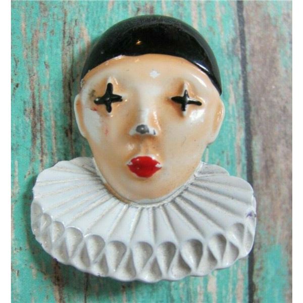 Vintage Clown Pierrot Brooch Pin