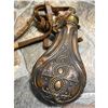 Image 3 : 19thc Copper & Brass Powder Flask, Leather Strap