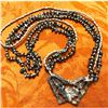 Image 1 : Carved Agate, Silver & Hematite Multi-Strand Butterfly Necklace