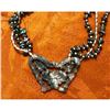 Image 2 : Carved Agate, Silver & Hematite Multi-Strand Butterfly Necklace