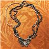 Image 3 : Carved Agate, Silver & Hematite Multi-Strand Butterfly Necklace