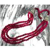 Image 1 : Natural Rough Ruby Gemstone Beads Triple Stand Necklace