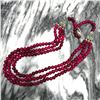 Image 3 : Natural Rough Ruby Gemstone Beads Triple Stand Necklace