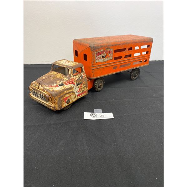 1950's Wyandotte Shady Glen Stock Ranch Metal Cattle Truck Bright Orange Colour with Nice Patina