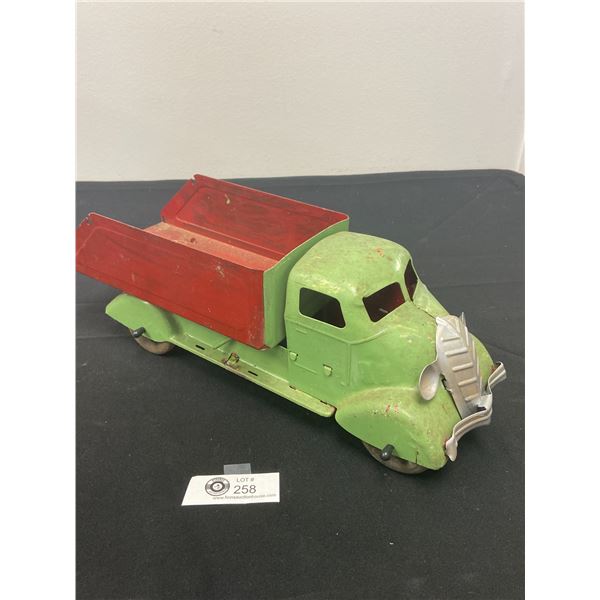 Vintage Marx ? Pressed Steel Dump Truck with Wood Wheels