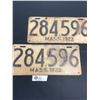 Image 1 : Rare Hard to Find Matching Pair of Vintage 1922 License Plates Good Shape