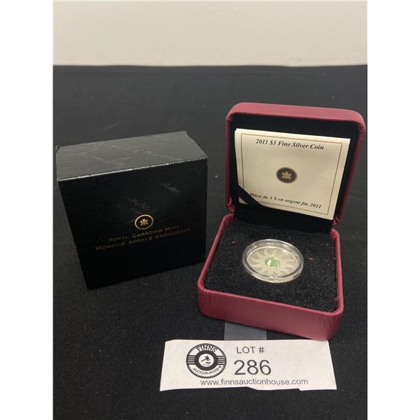 2011 $3 Fine Silver Birthstone August Coin In Original Box