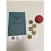 Image 1 : WWII German Luftwaffe Book Plus Tin and Other Military Buttons