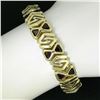 Image 9 : Vintage 14kt Yellow Gold 3.12 ctw Trillion Garnet Wide Tennis Bracelet