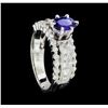 Image 5 : 0.97 ctw Blue Sapphire And Diamond Ring - 14KT White Gold