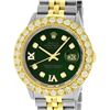 Image 1 : Rolex Mens 2 Tone Green VS 4 ctw Beadset Diamond Datejust Wristwatch with Rolex