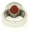 Image 6 : 14kt White Gold Oval Cabochon Red Coral Ring w/ 2.10 ctw Diamond Halo