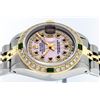 Image 7 : Rolex Ladies 2 Tone Pink MOP Ruby & Emerald 26MM Datejust Wriswatch