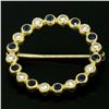Image 6 : 18k Yellow Gold .70 ctw Bezel Round Sapphire & Diamond Circle of Life Pin Brooch