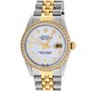 Image 2 : Rolex Mens 2 Tone Mother Of Pearl Diamond 36MM Oyster Perpetaul Datejust