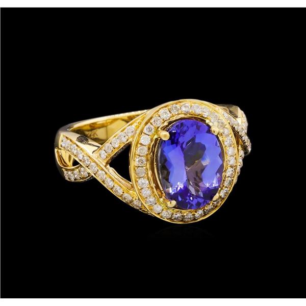 14KT Yellow Gold 2.33 ctw Tanzanite and Diamond Ring