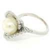 Image 4 : Vintage 14K White Gold 8.5mm Pearl Bezel Diamond 2 Wave Bypass Cocktail Ring