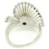 Image 6 : Vintage 14K White Gold 8.5mm Pearl Bezel Diamond 2 Wave Bypass Cocktail Ring