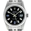 Image 1 : Rolex Mens Stainless Steel 36mm Black Diamond Dial Datejust Wristwatch