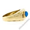 Image 6 : Men's 14kt Yellow Gold Oval Cabochon Turquoise Solitaire and Diamond Ring