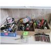 Image 1 : 4 BOXES OF TOOLS, SCREWDRIVERS, NAILS, BOLTS, SCREWS, TAPE MEASURE, GLUES
