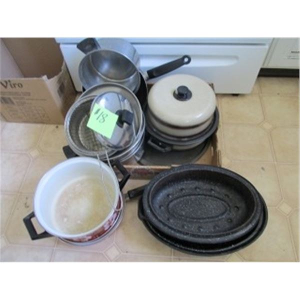 POTS, PANS, COVERED ROASTER