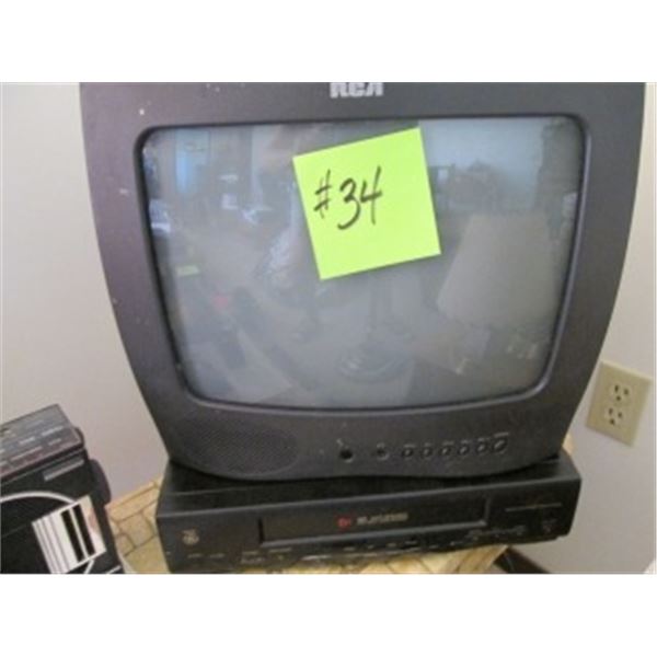 SMALL TV AND VCR PLAYER W/ REMOTE