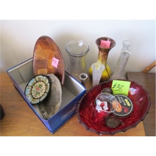 VASES, BOWL, TRAYS & DICE