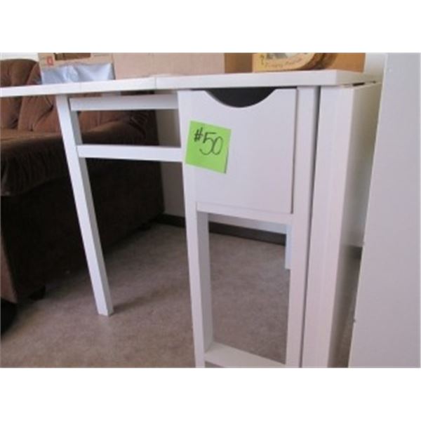 WHITE DROP LEAF TABLE W/ DRAWER