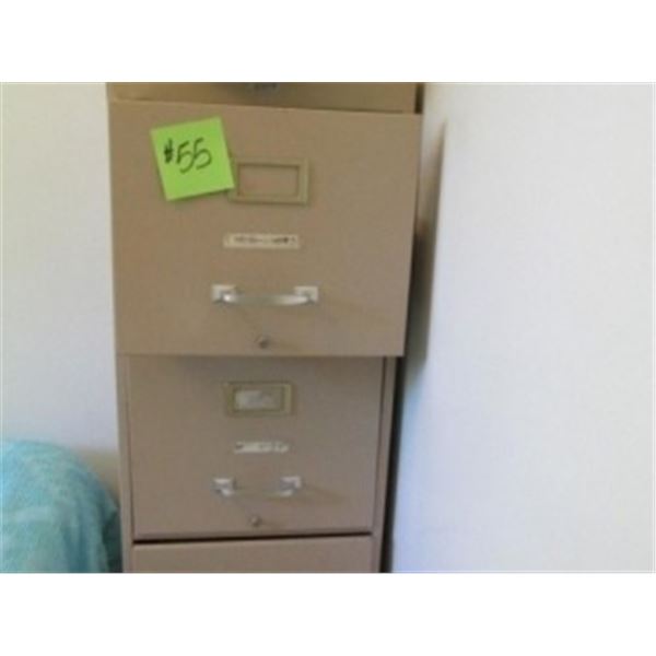 4 DRAWER METAL FILING CABINET C/W OFFICE SUPPLIES