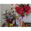 Image 4 : END TABLE/BOOK RACK, ARTIFICIAL FLOWERS, DECORATIVE MIRROR W/ FLOWER