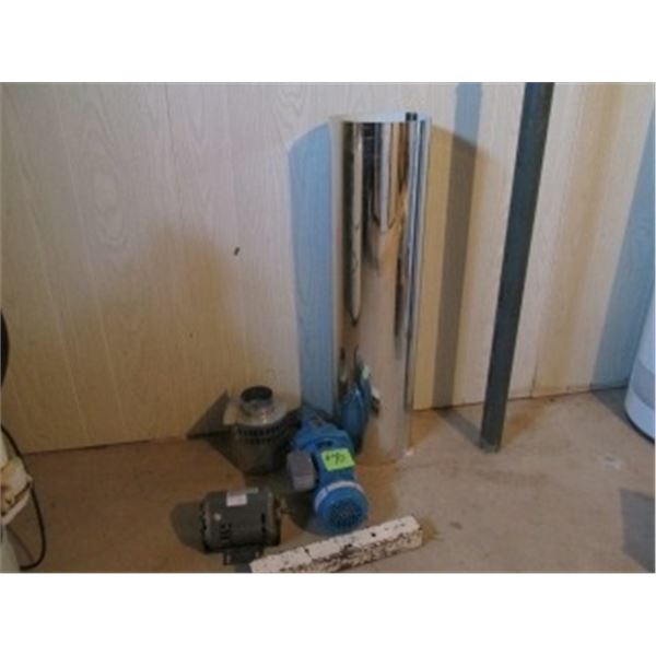 1/2 HP PUMP, METAL FLASHING, 1/4 HP MOTOR  & MISC