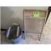 Image 1 : WOODEN WASHBOARD AND OLD METAL MOP PAIL