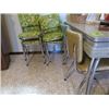 Image 2 : 4 MATCHING CHROME & VINYL CHAIRS, GREY ARBORITE TABLE WITH CHROME LEGS & HIDDEN LEAF,