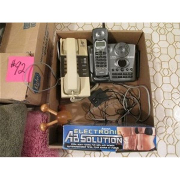 BATHTUB SHELF, PHONES,  ELECTRONIC AB SOLUTION BODY TONER, BATHROOM MATS, TOWEL, WATER PILLOW